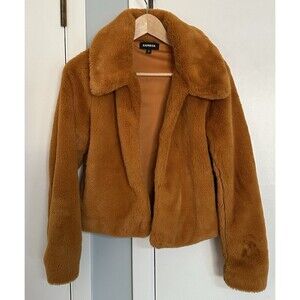 Women Express Faux Fur Crop Coat Golden XS